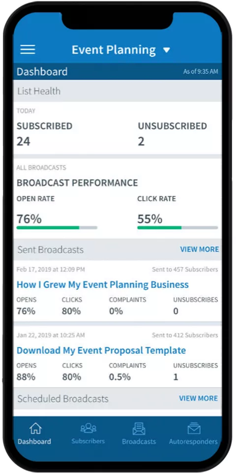 AWeber vs GetResponse : Aweber Mobile App