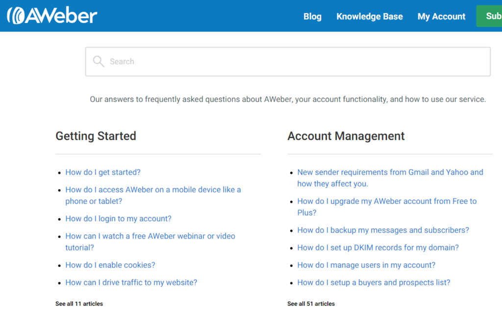 AWeber vs GetResponse : Aweber Customer Support