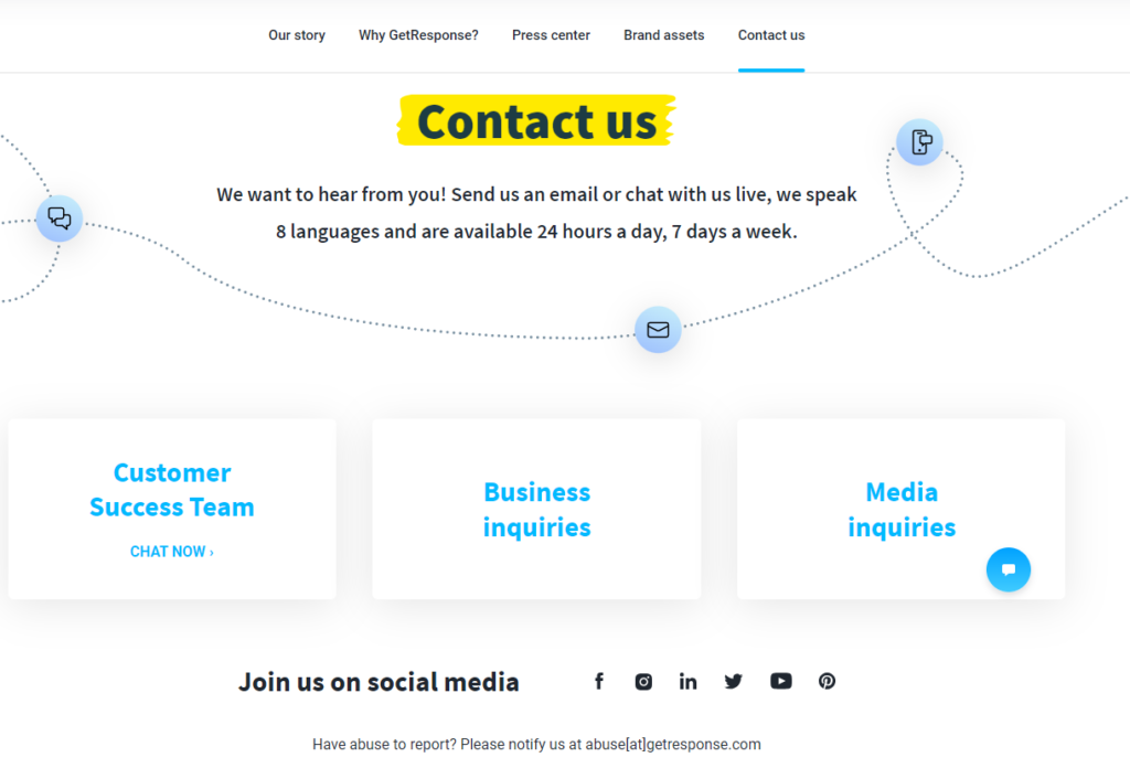 AWeber vs GetResponse : GetResponse contact